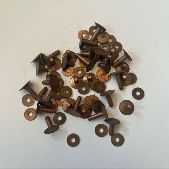 Vintage Eagle Brand Assorted Copper Belt Rivets and Burs - Picture 8 of 10